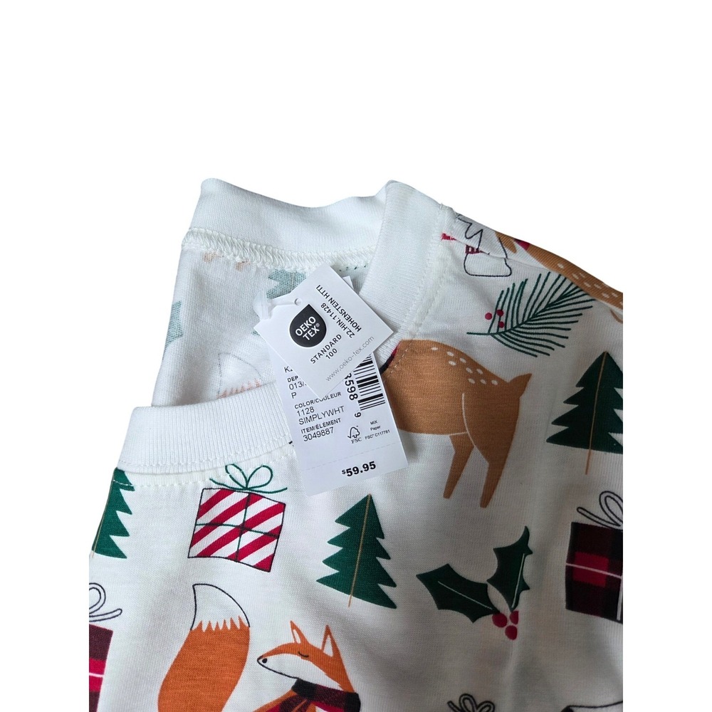 The PJs Place Adult S/P Pajamas Set Winter‎ Animals Trees Fox Deer Polar Bear - Picture 3 of 7